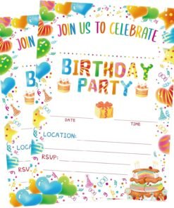 Fancy Land Birthday Invitations with Envelopes 20PCS Kids Birthday Party Invitations for Boys and Girls Birthday Party Supplies