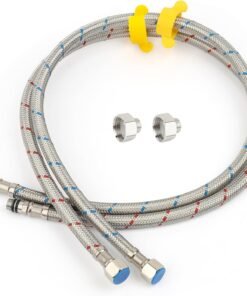 Klabb 32-Inch Faucet Supply Line, 3/8" Compression Inlet with 1/2" Adapter, Stainless Steel Braided Water Hose for Bathroom or Kitchen Sink.faucet connect side is M10