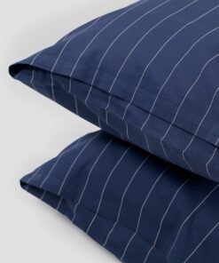 Classic Navy Pinstripes Pillow Case Pair